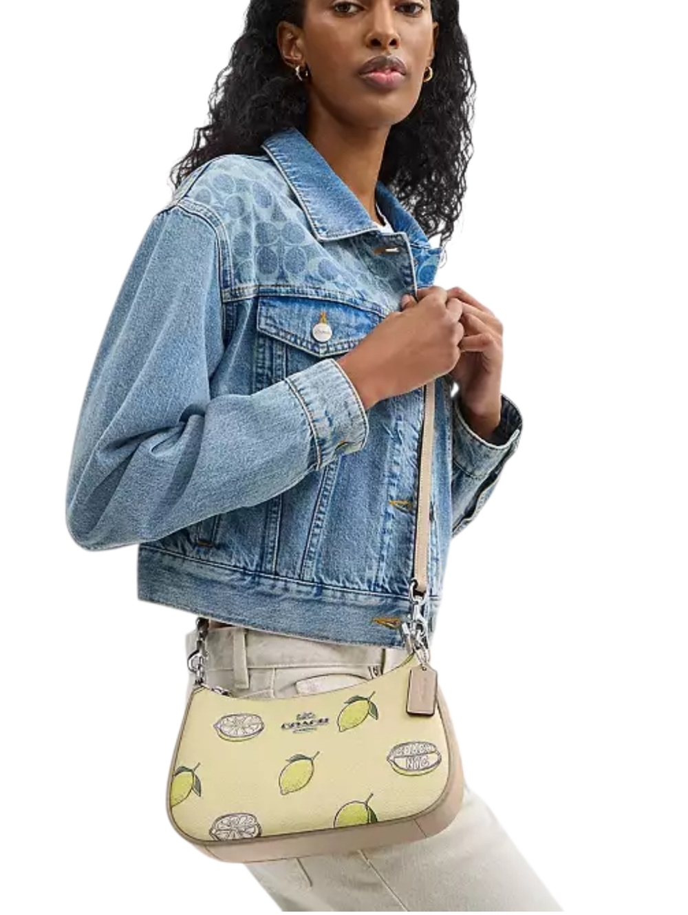Coach Lemon Fruit Print Teri Shoulder Bag - Yellow Silver Hardware - NEW Summer - Picture 2 of 9
